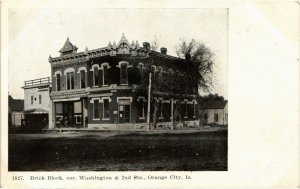 PC CPA U.S. , IA, ORANGE CITY, BRICK BLOCK, 2ND ST, Vintage Postcard (b22108)