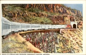 Johnson's Canyon Arizona Santa Fe RR Streamliner c1930-50s Vintage Postcard