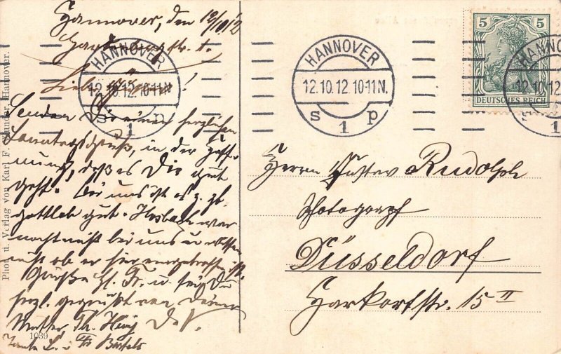 L088 Germany 1912 Hannover Herrenhaeuser Allee Street vintage postcard