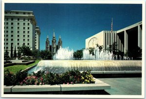 Postcard - Fountains At The L.D.S. Church Office Building - Salt Lake City, Utah