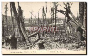Old Postcard L & # 39Aisne devastated Pinon La Foret Army