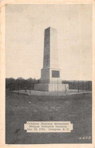 Cowpens South Carolina National Monument Vintage Postcard AA8926