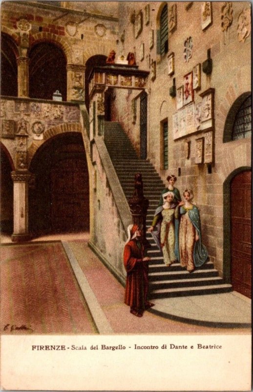 Italy Firenze Scala dei Bargello Incontro di Dante e Beatrice