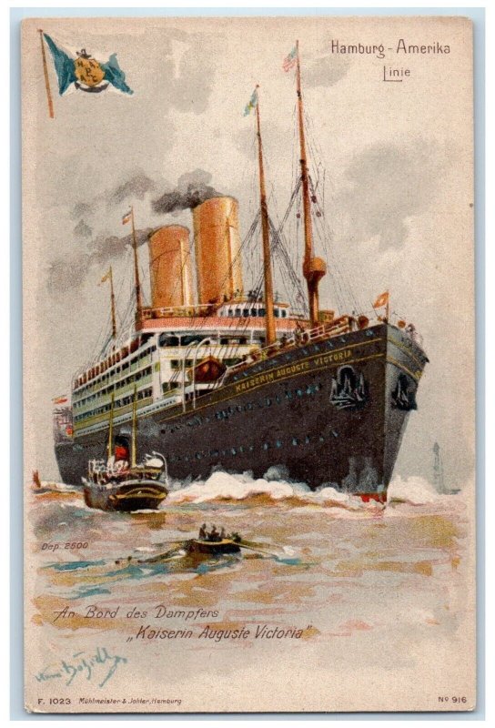 1905 Hamburg America Line Dampfers Kaiserin Augustie Steamship Steamer Postcard