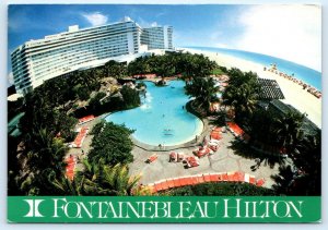 MIAMI BEACH, Florida FL ~ FONTAINEBLEAU HILTON Hotel Pool 4x6 Postcard
