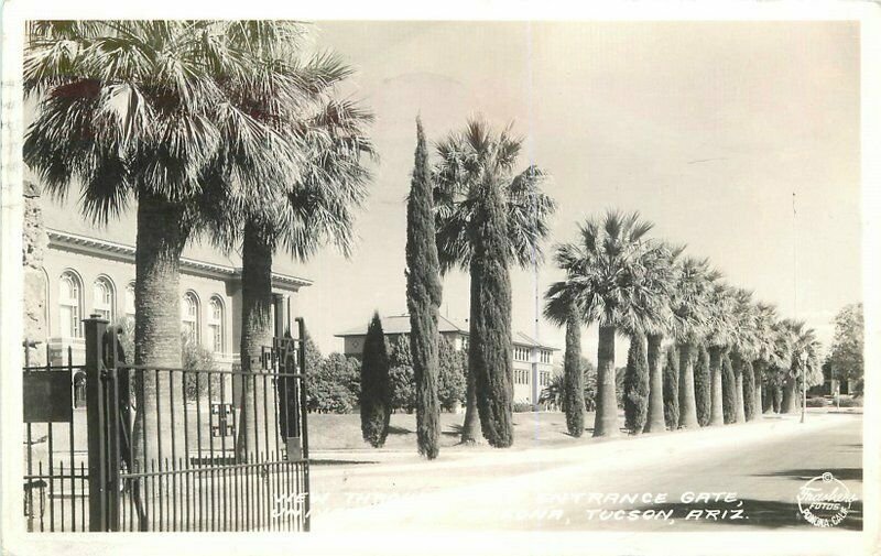 Frasher 1944 University Main Entrance Gate Tucson Arizona Photo Postcard 7938