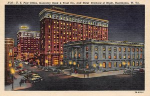 U. S. Post Office, Guaranty Bank and Trust Co., and Hotel Prichard at night, ...