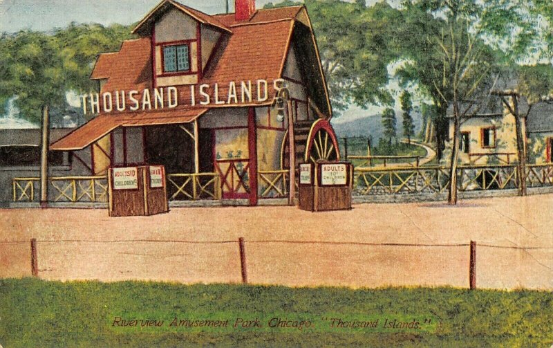 Chicago Illinois~Riverview Amusement Park~Thousand Islands Mill~Adults 10c~1908