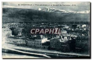 Grenoble Old Postcard General view and the Massif Taillefer