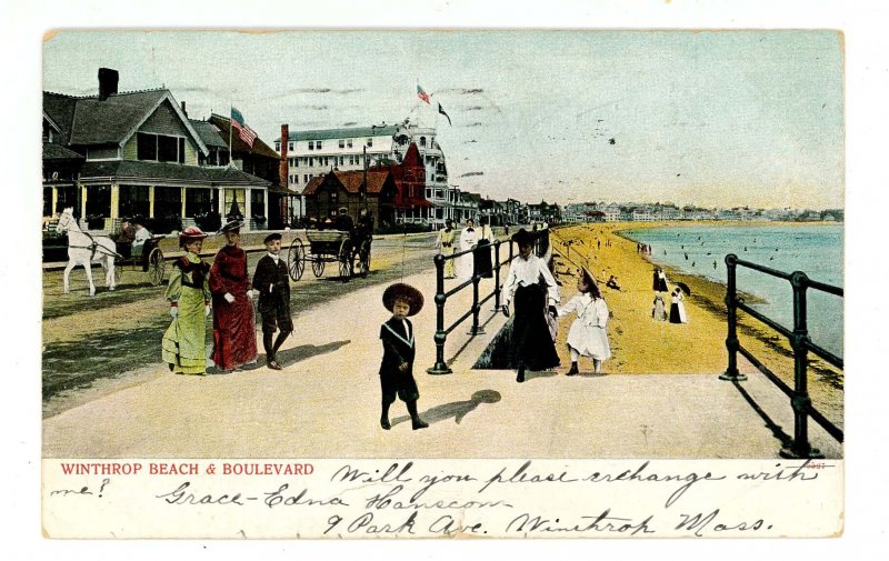 MA - Winthrop Beach. The Boulevard & Beach ca 1906