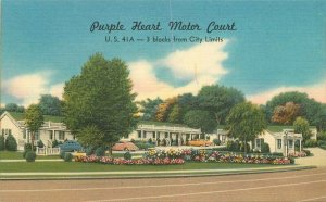 Tennessee Nash Purple Heart Motor Court 1940s Tichnor linen Postcard 22-2778