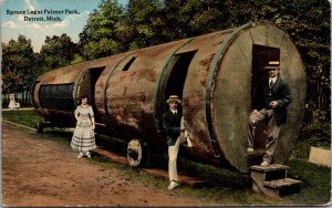 Postcard Spruce Log at Palmer Park in Detroit, Michigan 