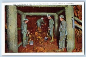 Virginia Minnesota Postcard Underground Iron Ore Mining Arrowhead Country c1940