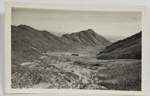 RPPC Desert Valley Mountains Scene Vintage Cars Buildings c1940 Postcard R5