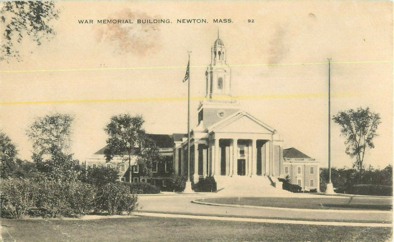 Postcard War Memorial Building, Newtown, MA