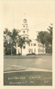 Kennebunk Maine 1920s Unitarian Church RPPC Photo #231 Postcard 7227