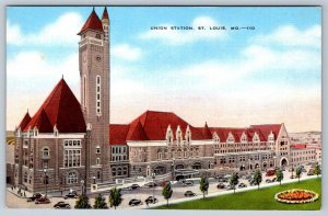 Union Station, St Louis, Missouri, Vintage Linen E.C. Kropp Postcard