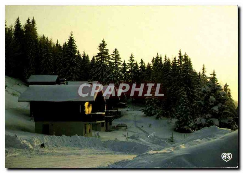 Modern Postcard Images of Our Mountains in Winter Cottages in winter