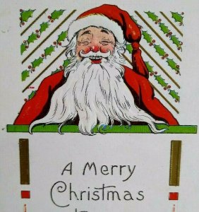 Santa Claus Vintage Christmas Postcard Original Bergman Series 9002 Embossed 