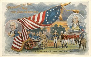 Embossed Postcard 4th Of July Memories Of The War For Independence Saratoga