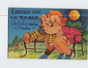 Postcard Enough Here For Ten Men & She's Mine All Mine! Humor Card