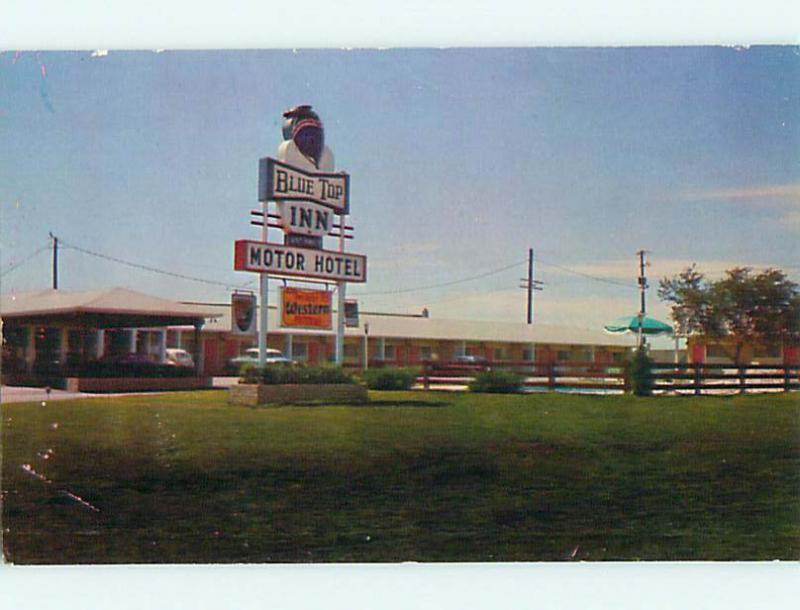 Unused Pre-1980 OLD CARS & BLUE TOP INN MOTEL Lamar Missouri MO u2797