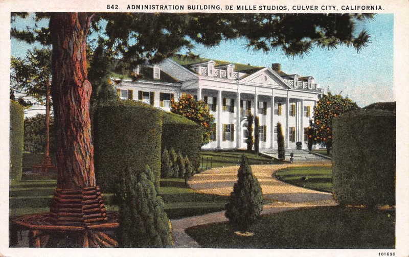 Administration Bldg., De Mille Studios, Culver City, CA, Early Postcard, Used