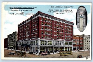 Cedar Rapids Iowa IA Postcard Hotel Montrose Aerial View Streetcar 1920 Unposted