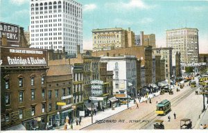 United States Woodward Avenue Detroit Michigan tramway postcard