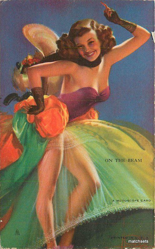 1940s Sexy Pin up interior Hat Mutoscope On the Beam Dancer postscard 6857  | Topics - Risque - Women - Other, Postcard / HipPostcard