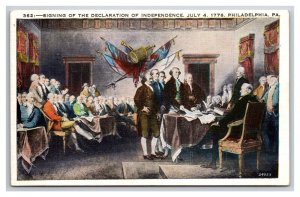 Sigining of the Declaration of Independence Philadelphia PA  UNP WB Postcard Z10