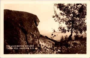 RPPC The Washington Boulder, Thorn Hill Jackson, NH Vintage Postcard X47