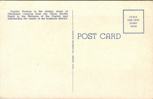 Linen Postcard Capitol Avenue in Cheyenne, Wyoming