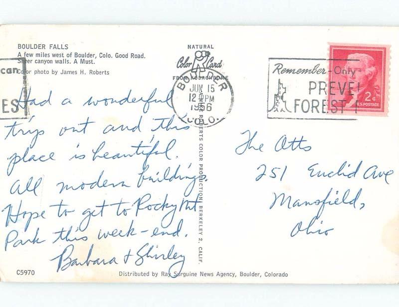 Pre-1980 WATERFALL SCENE Boulder Colorado CO E4472