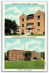 Milford Nebraska NE Postcard Nebraska Trade School Dormitory Building Dual View