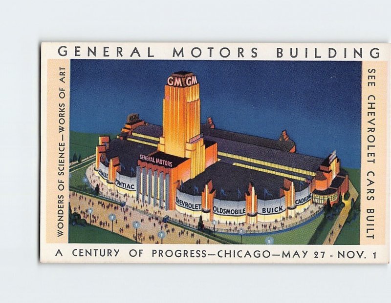 Postcard General Motors Building, A Century Of Progress, Chicago, Illinois