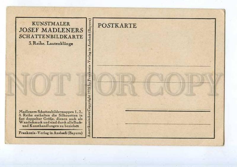 240297 SILHOUETTE Lovers by Josef MADLENERS Vintage postcard