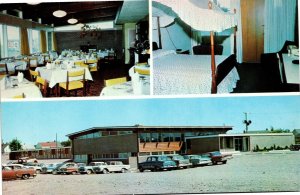 Postcard ON Sault Ste. Marie The Canadian Motor Hotel Classic Cars 1950s S100