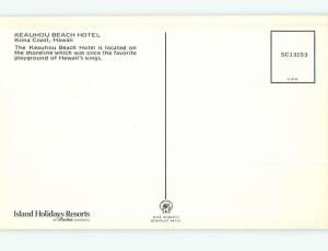 Unused Pre-1980 KEAUHOU BEACH HOTEL Kona Hawaii HI Q4548