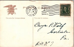 Vintage Postcard~Riverfront, New York~ships~Sail Boat~docks~ JH1