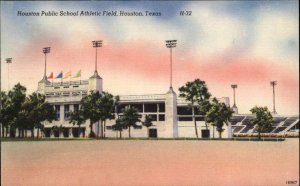 Houston Texas TX Public School Athletic Field Linen Vintage Postcard