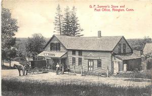 Abington CT Sumner's Store Post Office Delivery Horse & Wagon Postcard