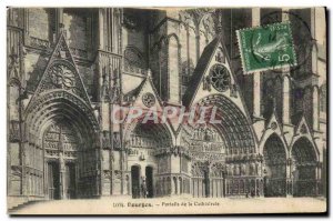 Old Postcard Bourges Portalis to the Cathedral
