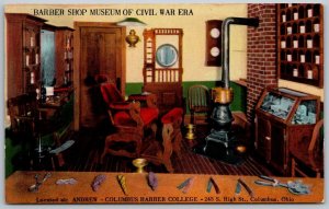 Columbus Ohio 1950s Postcard Barbershop Museum Of Civil War