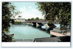 c1910 Old Toll Bridge Exterior Lake River Springfield Massachusetts MA Postcard