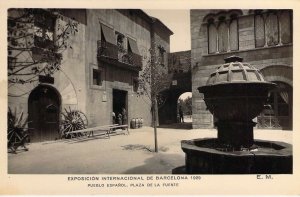 1929 Barcelona Expo, Real Photo, Plaza de la Fuente, Old Postcard