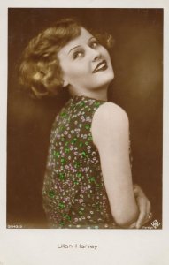 Lilian Harvey Film Actress Rare Tinted Real Photo Coloured Postcard