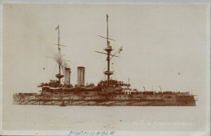 HMS Formidable British Royal Navy -  c1910s RPPC Postcard