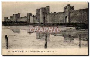 Old Postcard Aigues Mortes seen Remparts L Etang