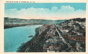 Birdseye 1920s Ohio River Wheeling West Virginia Central Tichnor postcard 6847